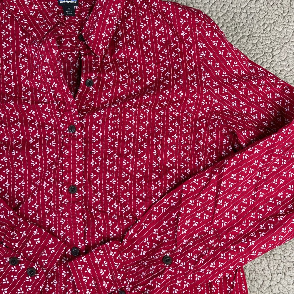 Patagonia Crimson and White Patterned Blouse - Picture 4 of 8